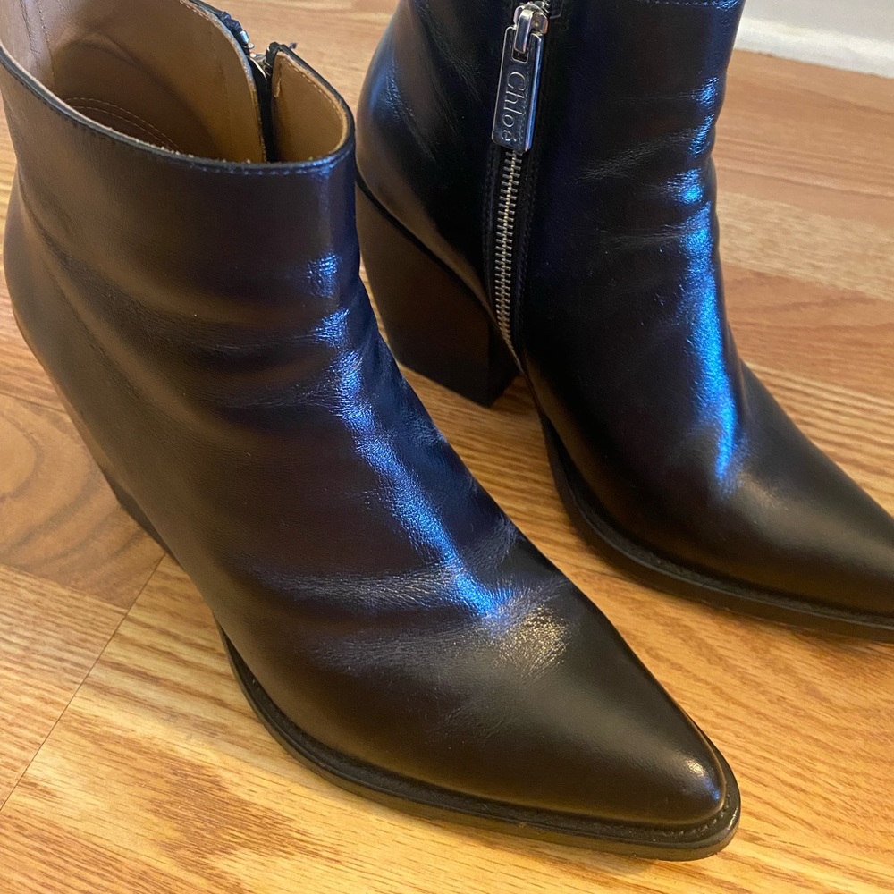 Chloe black leather booties